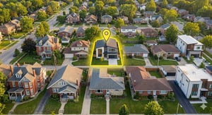 houses with one highlight map pointer