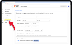 mortgage leads screen shot of lead shop2