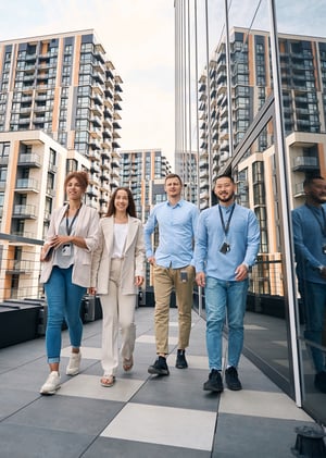 real estate agents walking